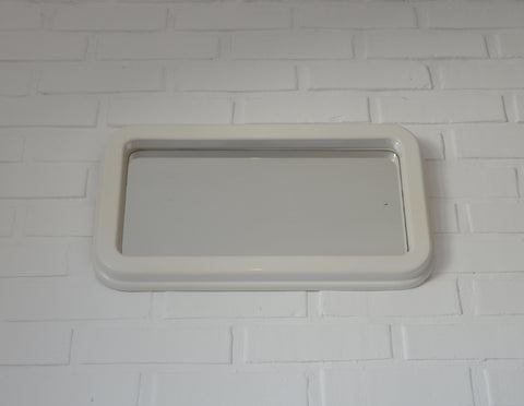 Vintage Space Age Mirror / Yugoslavia 1970's White Plastic Wall Mirror / Mid Century Modern