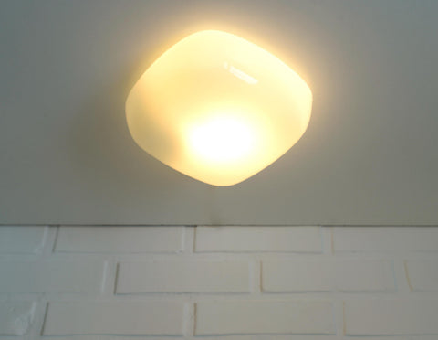 Vintage Opaline Glass Sconce - Minimalist Flush Mount Wall Lamp