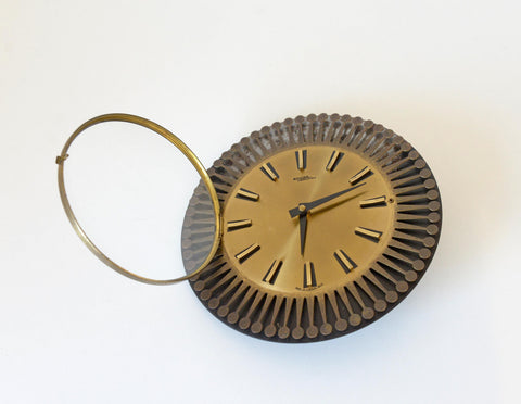 Vintage Brass Wall Clock / West Germany 1960's / Atomic Sunburst Clock