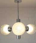 Vintage Murano Glass Pendant Lamp / Minimalist Mazzega Sputnik Chandelier / Mid Century Modern Lighting
