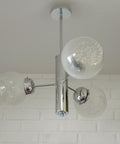 Vintage Murano Glass Pendant Lamp / Minimalist Mazzega Sputnik Chandelier / Mid Century Modern Lighting