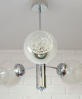 Vintage Murano Glass Pendant Lamp / Minimalist Mazzega Sputnik Chandelier / Mid Century Modern Lighting