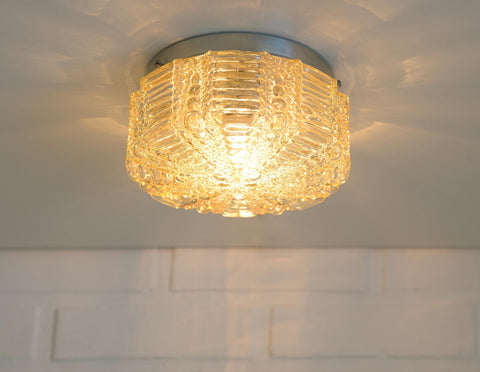 Pair of Wall Sconces / Vintage Ceiling Light / Flush Mount Fixtures 1970's