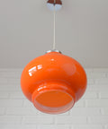 Vintage Orange Glass Pendant Light: Mid-Century Modern Space Age Hanging Lamp