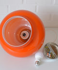 Vintage Orange Glass Pendant Light: Mid-Century Modern Space Age Hanging Lamp