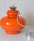 Vintage Orange Glass Pendant Light: Mid-Century Modern Space Age Hanging Lamp