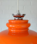 Vintage Orange Glass Pendant Light: Mid-Century Modern Space Age Hanging Lamp