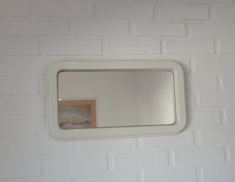 Vintage Space Age Mirror / Yugoslavia 1970's White Plastic Wall Mirror / Mid Century Modern