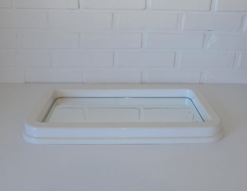 Vintage Space Age Mirror / Yugoslavia 1970's White Plastic Wall Mirror / Mid Century Modern