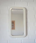 Vintage Space Age Mirror / Yugoslavia 1970's White Plastic Wall Mirror / Mid Century Modern