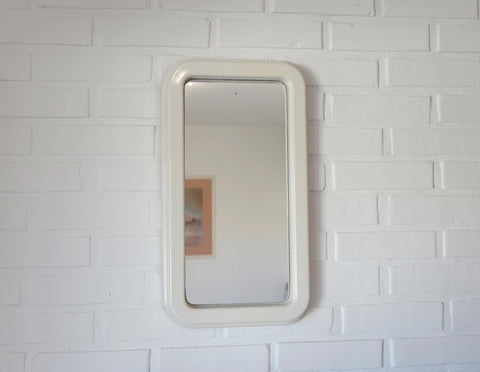 Vintage Space Age Mirror / Yugoslavia 1970's White Plastic Wall Mirror / Mid Century Modern