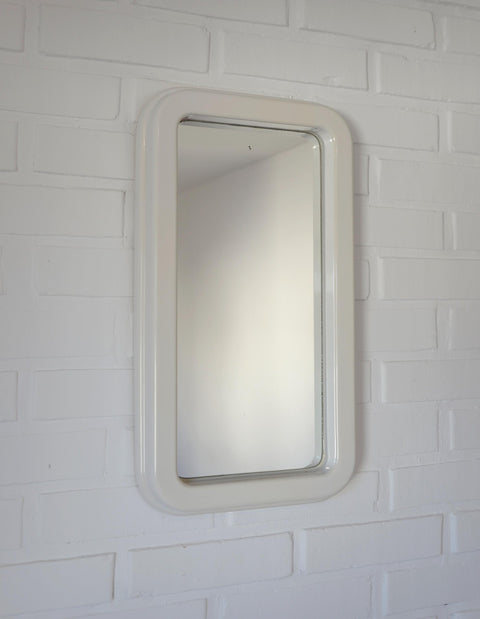 Vintage Space Age Mirror / Yugoslavia 1970's White Plastic Wall Mirror / Mid Century Modern