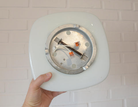 Vintage Opaline Glass Sconce - Minimalist Flush Mount Wall Lamp