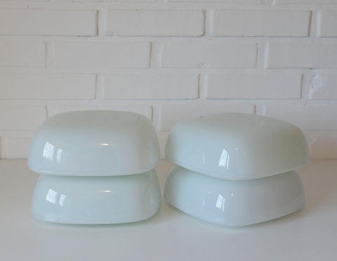Vintage Opaline Glass Sconce - Minimalist Flush Mount Wall Lamp
