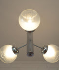 Vintage Murano Glass Pendant Lamp / Minimalist Mazzega Sputnik Chandelier / Mid Century Modern Lighting