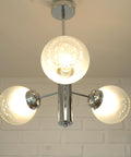 Vintage Murano Glass Pendant Lamp / Minimalist Mazzega Sputnik Chandelier / Mid Century Modern Lighting