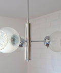 Vintage Murano Glass Pendant Lamp / Minimalist Mazzega Sputnik Chandelier / Mid Century Modern Lighting