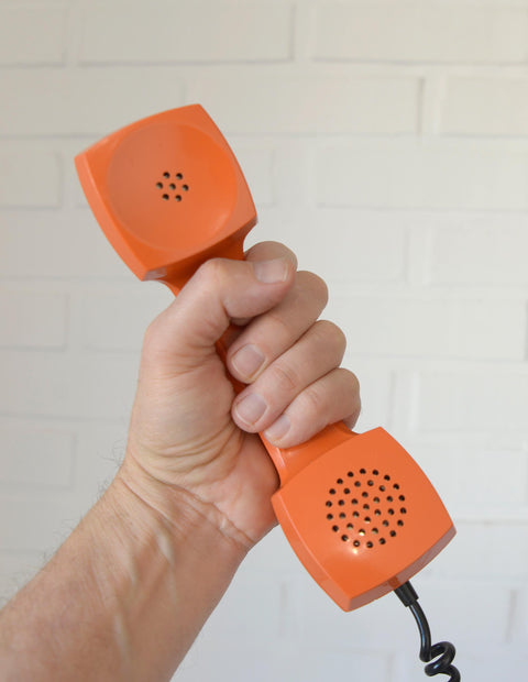 Vintage Orange Phone / Working Rotary Retro Telephone / Iskra Yugoslavia 1970's / Mid Century Modern Office