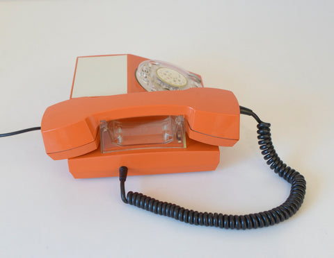 Vintage Orange Phone / Working Rotary Retro Telephone / Iskra Yugoslavia 1970's / Mid Century Modern Office