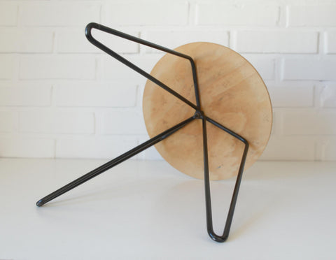 Vintage Hairpin Stool / DIY / Foot Stool Base / Wood and Metal Stand / Made in Yugoslavia 70's
