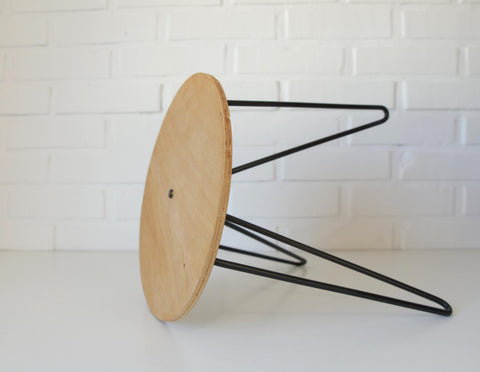 Vintage Hairpin Stool / DIY / Foot Stool Base / Wood and Metal Stand / Made in Yugoslavia 70's