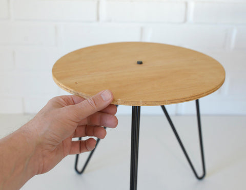 Vintage Hairpin Stool / DIY / Foot Stool Base / Wood and Metal Stand / Made in Yugoslavia 70's