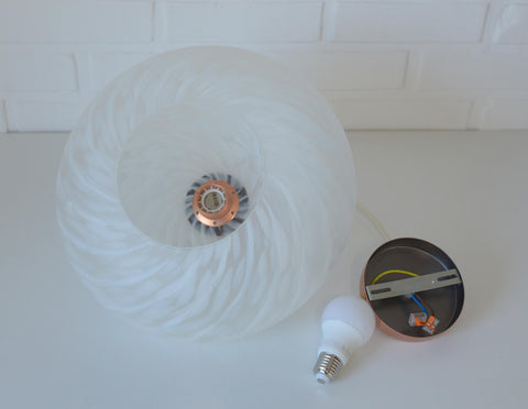 Vintage Chandelier / Murano Glass Hanging Lamp / Unique Light Fixture / Pendant Light / Italy 1980's