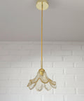 Vintage Gold Pendant Light / Murano Glass Hanging Lamp / Redesign Hand Blown Glass Lighting / Italy 1980's