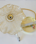 Vintage Gold Pendant Light / Murano Glass Hanging Lamp / Redesign Hand Blown Glass Lighting / Italy 1980's