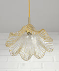 Vintage Gold Pendant Light / Murano Glass Hanging Lamp / Redesign Hand Blown Glass Lighting / Italy 1980's