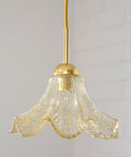 Vintage Gold Pendant Light / Murano Glass Hanging Lamp / Redesign Hand Blown Glass Lighting / Italy 1980's