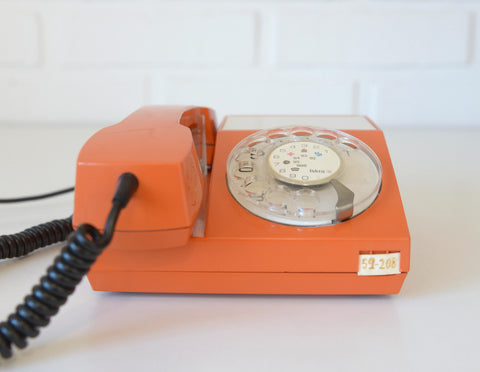 Vintage Orange Phone / Working Rotary Retro Telephone / Iskra Yugoslavia 1970's / Mid Century Modern Office