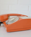 Vintage Orange Phone / Working Rotary Retro Telephone / Iskra Yugoslavia 1970's / Mid Century Modern Office