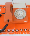 Vintage Orange Phone / Working Rotary Retro Telephone / Iskra Yugoslavia 1970's / Mid Century Modern Office