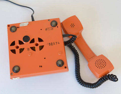 Vintage Orange Phone / Working Rotary Retro Telephone / Iskra Yugoslavia 1970's / Mid Century Modern Office