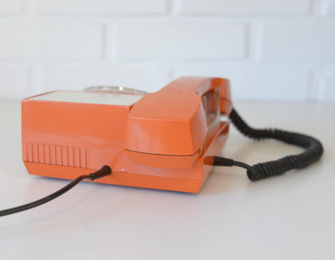 Vintage Orange Phone / Working Rotary Retro Telephone / Iskra Yugoslavia 1970's / Mid Century Modern Office