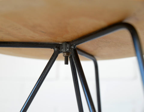 Vintage Hairpin Stool / DIY / Foot Stool Base / Wood and Metal Stand / Made in Yugoslavia 70's