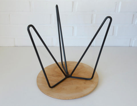 Vintage Hairpin Stool / DIY / Foot Stool Base / Wood and Metal Stand / Made in Yugoslavia 70's