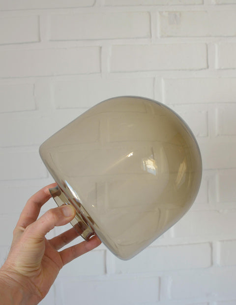 1/3 Vintage Hand Blown Smoked Glass Pendant Light / Retro Copper Bar Lamps / Mid Century Modern 1970's