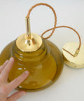 Hand Blown Amber Glass Pendant Light: MCM Retro Bar Golden Hanging Lamp