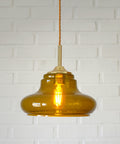 Hand Blown Amber Glass Pendant Light: MCM Retro Bar Golden Hanging Lamp
