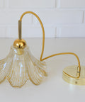 Vintage Gold Pendant Light / Murano Glass Hanging Lamp / Redesign Hand Blown Glass Lighting / Italy 1980's