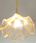 Vintage Gold Pendant Light / Murano Glass Hanging Lamp / Redesign Hand Blown Glass Lighting / Italy 1980's