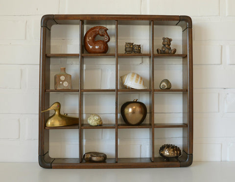 Vintage Wooden Wall Knick Knack Shelf / Mid Century Modern Collectable Curio Display / Shadow Box / Gianfranco Frattini for Cassina