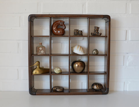 Vintage Wooden Wall Knick Knack Shelf / Mid Century Modern Collectable Curio Display / Shadow Box / Gianfranco Frattini for Cassina