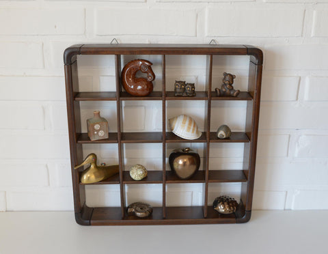 Vintage Wooden Wall Knick Knack Shelf / Mid Century Modern Collectable Curio Display / Shadow Box / Gianfranco Frattini for Cassina