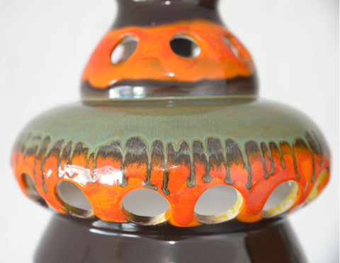 Vintage Ceramic Pendant Light: 1970s Rustic Handmade Chandelier