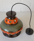 Vintage Ceramic Pendant Light: 1970s Rustic Handmade Chandelier