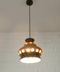 Vintage Ceramic Pendant Light: 1970s Rustic Handmade Chandelier
