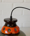 Vintage Ceramic Pendant Light: 1970s Rustic Handmade Chandelier